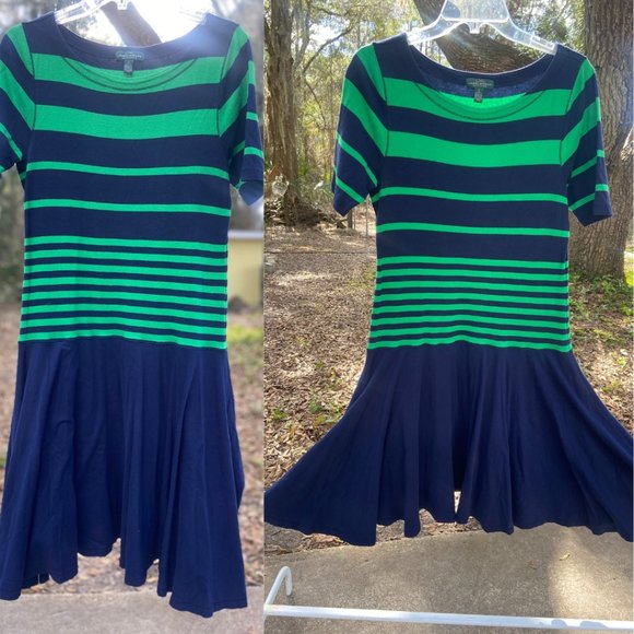 Lauren Ralph Lauren dropped waist stripped dress sz L - Picture 1 of 8